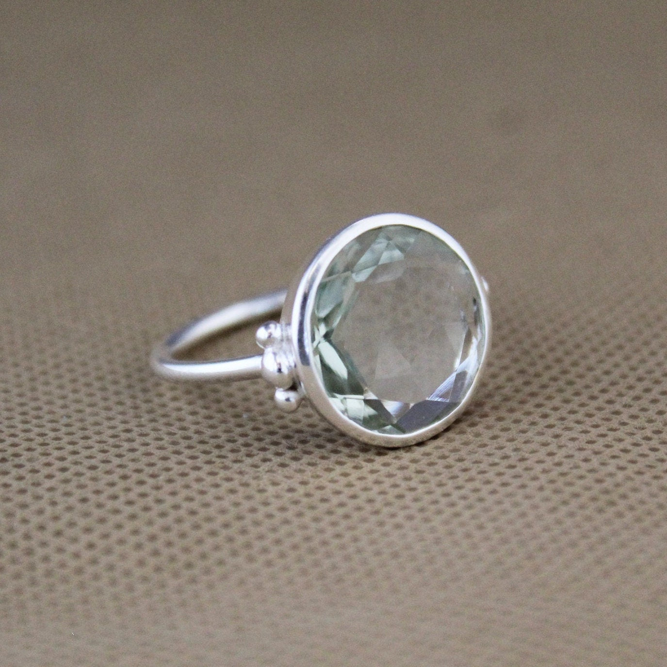 Green Amethyst Prasiolite Ring, Green Gemstone Rings, Anniversary Gift, Handmade jewelry, designer ring