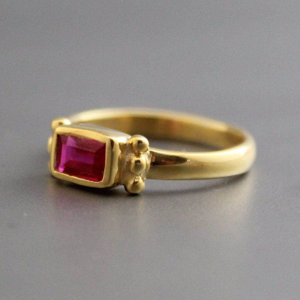 Ruby Engagement Rings, Baguette Ring in 18k Gold, Birthstone Jewelry, Dainty July Birthstone Gold Filled Custom Minimalist Mothers Ring