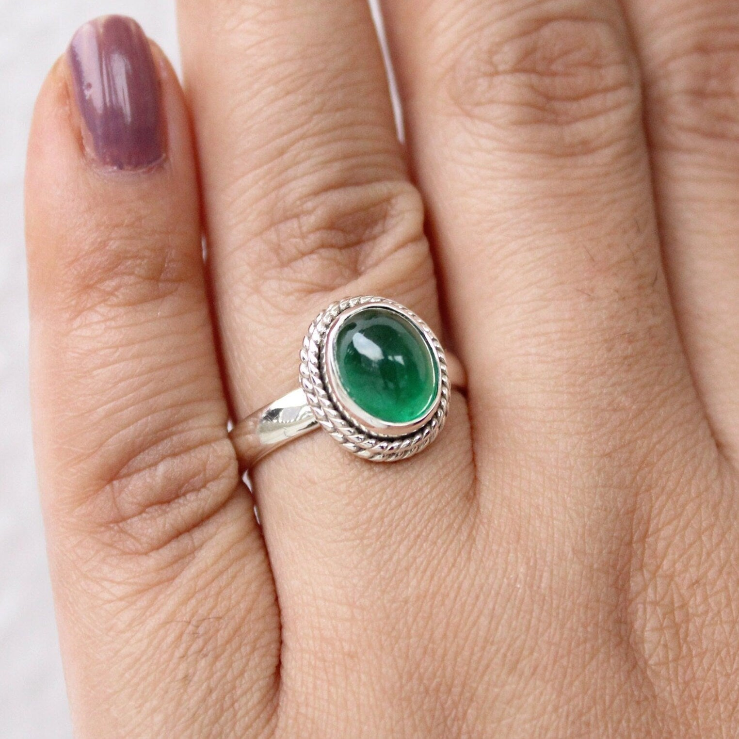 Emerald Ring, 925 Sterling Silver Rings, May Birthstone Jewelry, Handmade Vintage Jewelry, Birthstone Ring, Dainty Ring, Stacking Ring