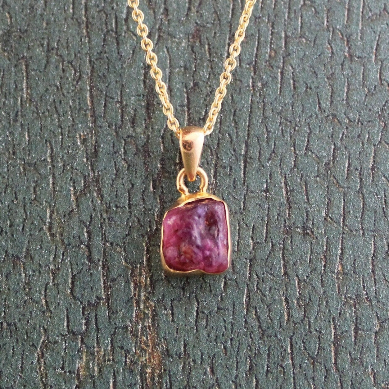 Raw Pink Tourmaline Necklace: Gold Plated Sterling Silver Pendant, October Birthstone, Silver, Gold Vermiel