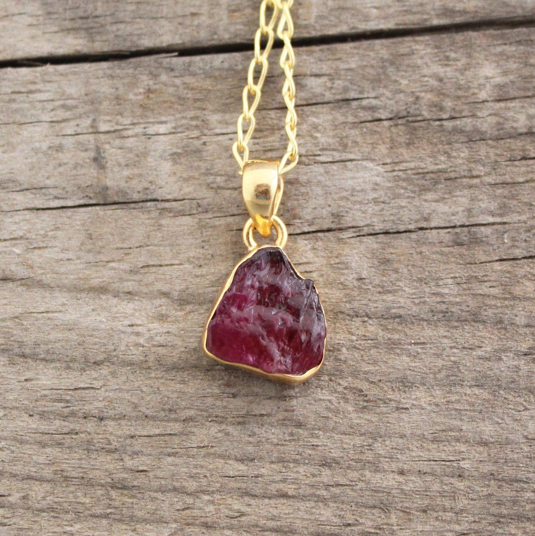 Raw Pink Tourmaline Necklace: Gold Plated Sterling Silver Pendant, October Birthstone, Silver, Gold Vermiel