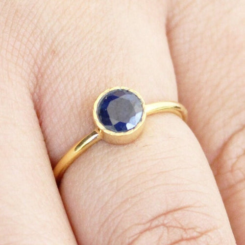 Blue Sapphire Solitaire Ring, Elegant Stackable Anniversary Ring, Blue Gemstone, September Birthstone, Engagement Ring