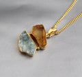 Raw Aquamarine & Citrine Pendant: Sterling Silver Healing Crystal Necklace