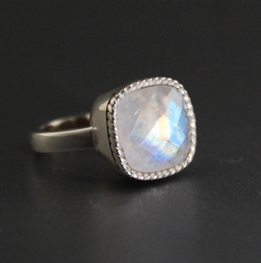 Handmade Rainbow Moonstone Ring, Sterling Silver Gemstone Jewelry, June Birthstone, Birthday Gifts, Gemstone Ring, Unique Jewelry