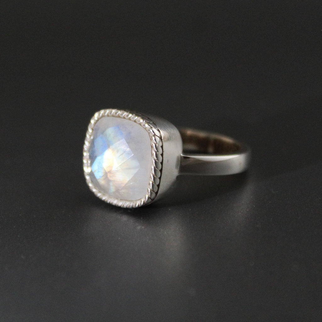 Handmade Rainbow Moonstone Ring, Sterling Silver Gemstone Jewelry, June Birthstone, Birthday Gifts, Gemstone Ring, Unique Jewelry