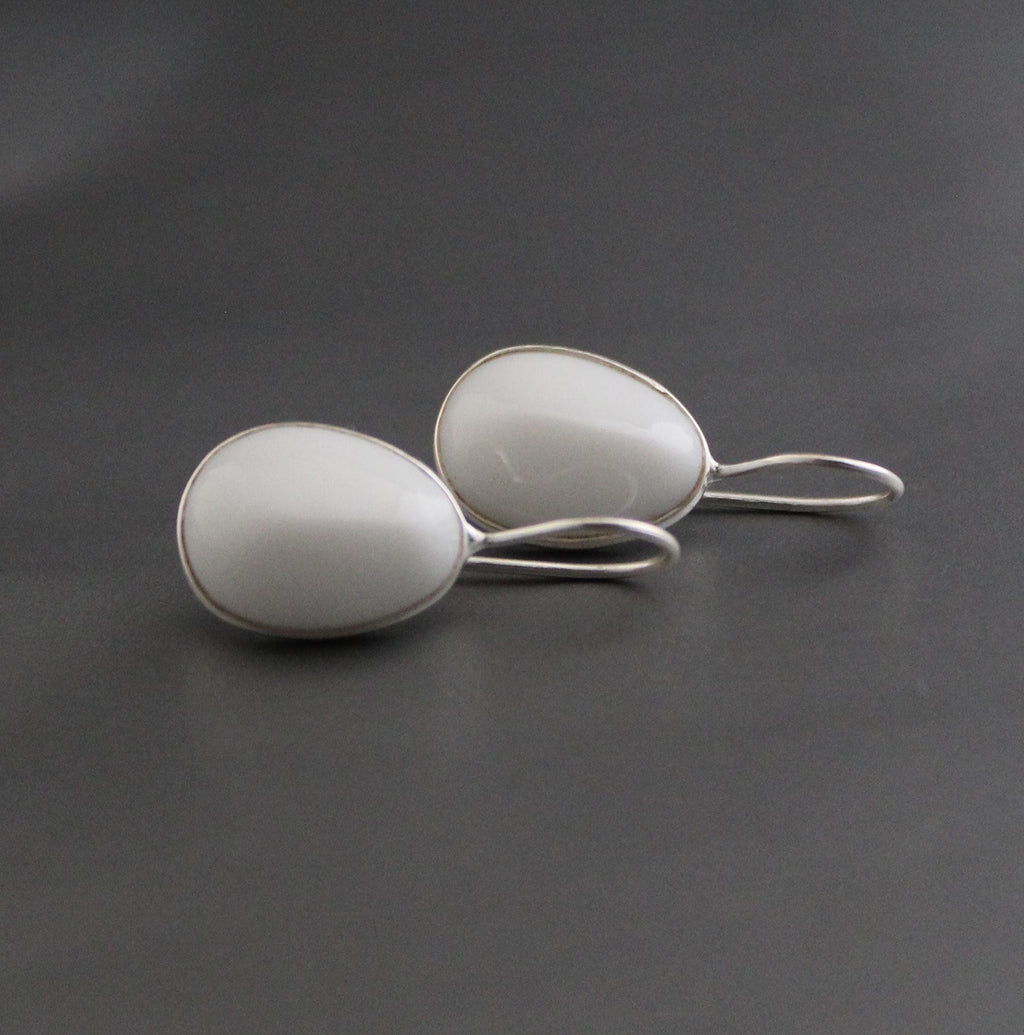 Handmade White Agate Drop Earrings: Minimalist Gemstone Jewelry