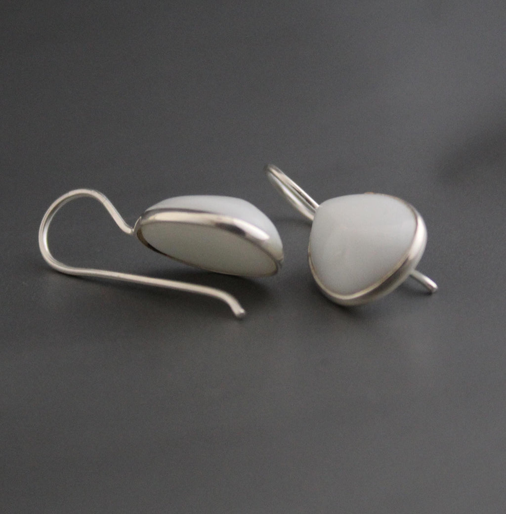 Handmade White Agate Drop Earrings: Minimalist Gemstone Jewelry
