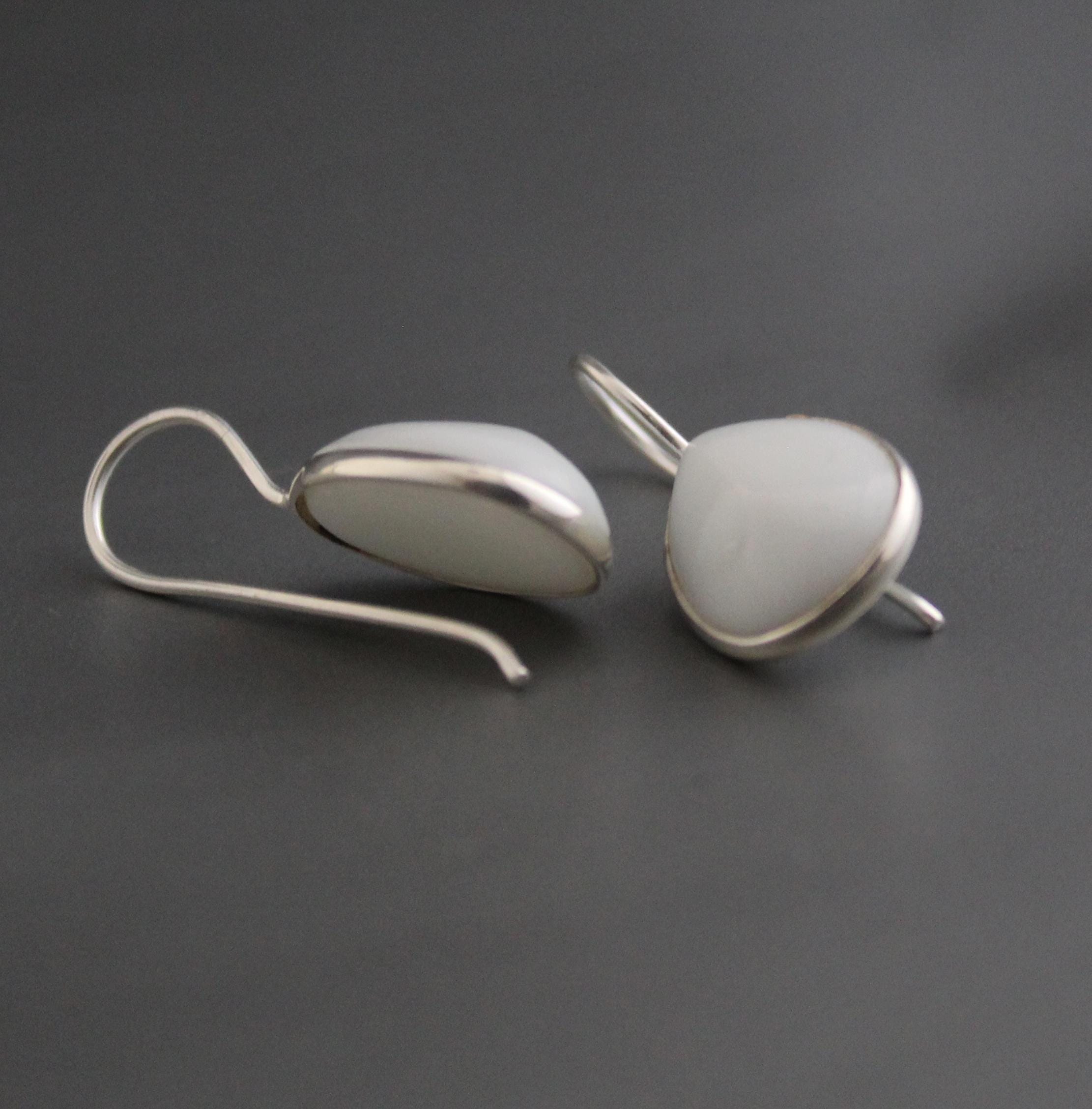 Handmade White Agate Drop Earrings: Minimalist Gemstone Jewelry