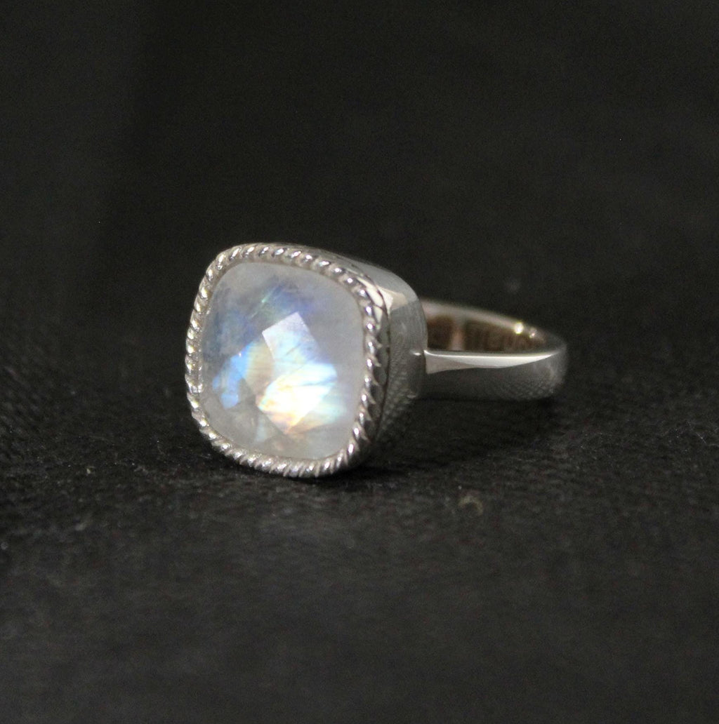 Handmade Rainbow Moonstone Ring, Sterling Silver Gemstone Jewelry, June Birthstone, Birthday Gifts, Gemstone Ring, Unique Jewelry