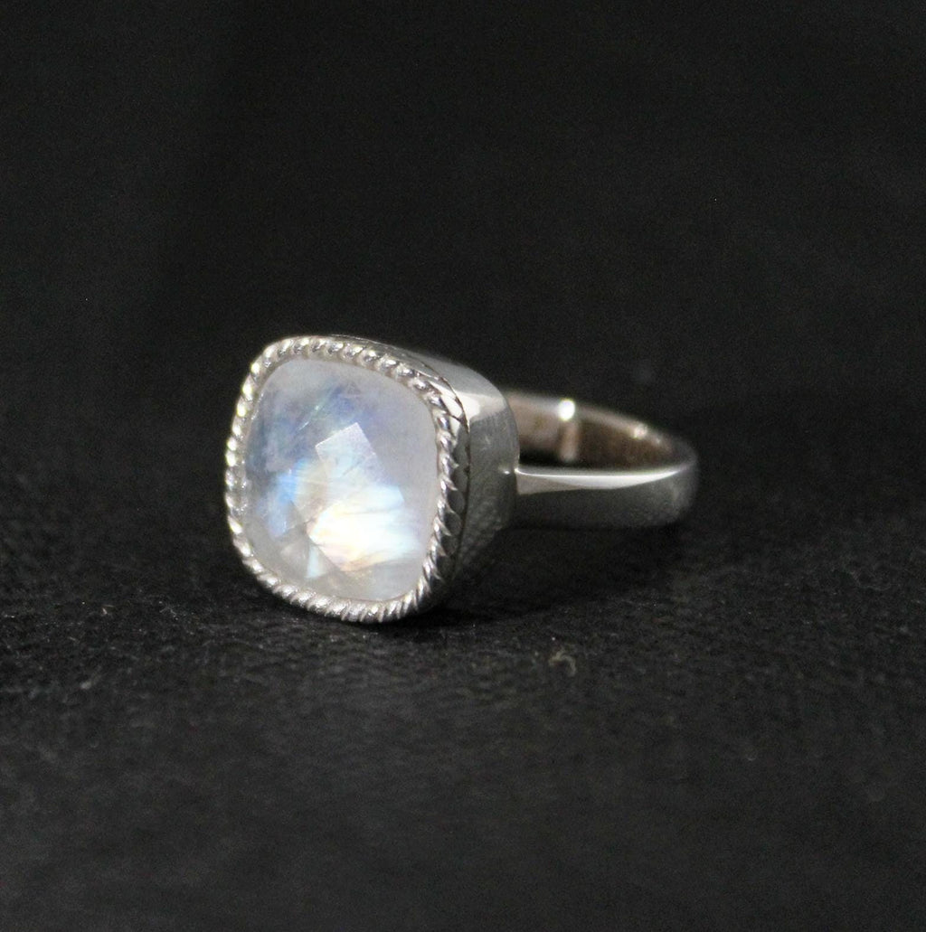 Handmade Rainbow Moonstone Ring, Sterling Silver Gemstone Jewelry, June Birthstone, Birthday Gifts, Gemstone Ring, Unique Jewelry