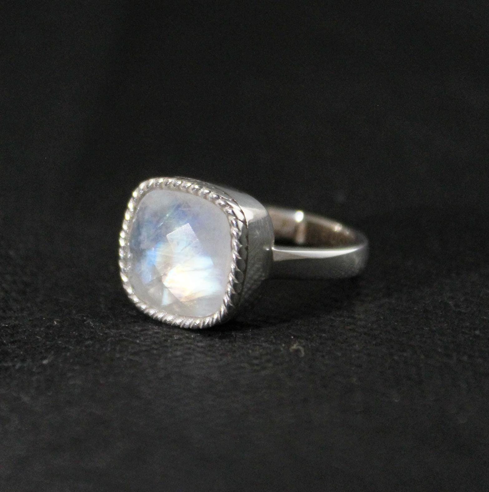 Handmade Rainbow Moonstone Ring, Sterling Silver Gemstone Jewelry, June Birthstone, Birthday Gifts, Gemstone Ring, Unique Jewelry