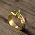 Peridot Ring, 14K Gold Filled ring, Dainty Birthstone Jewelry, Nature-Inspired Peridot Ring, Handmade Wedding Ring