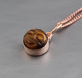 Tiger's Eye Moon Necklace, Rose Gold Sterling Silver, Celestial Pendant, Vintage Gemstone Jewelry, Minimalist Boho Necklace