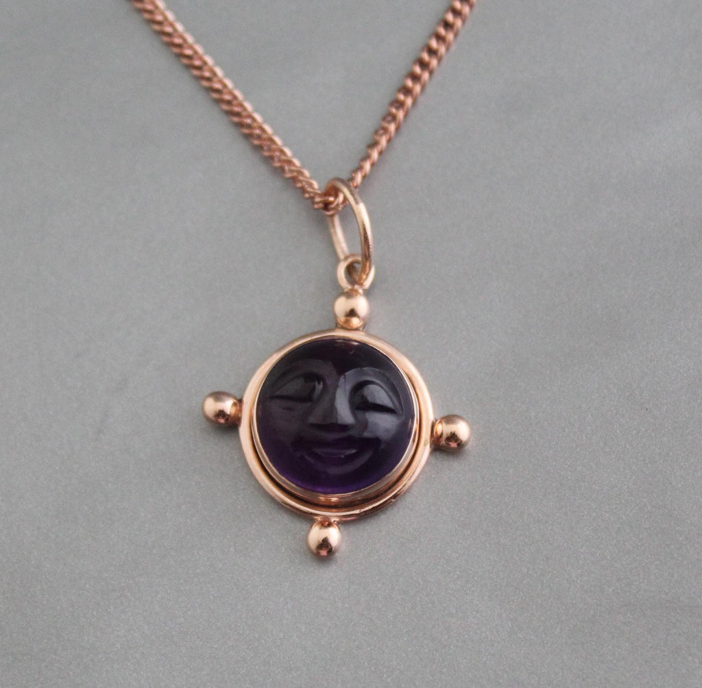 Celestial Jewelry Amethyst Pendant, Sterling Silver, Anxiety Relief, February Birthstone, Gift For Sister, Rose Gold Necklace
