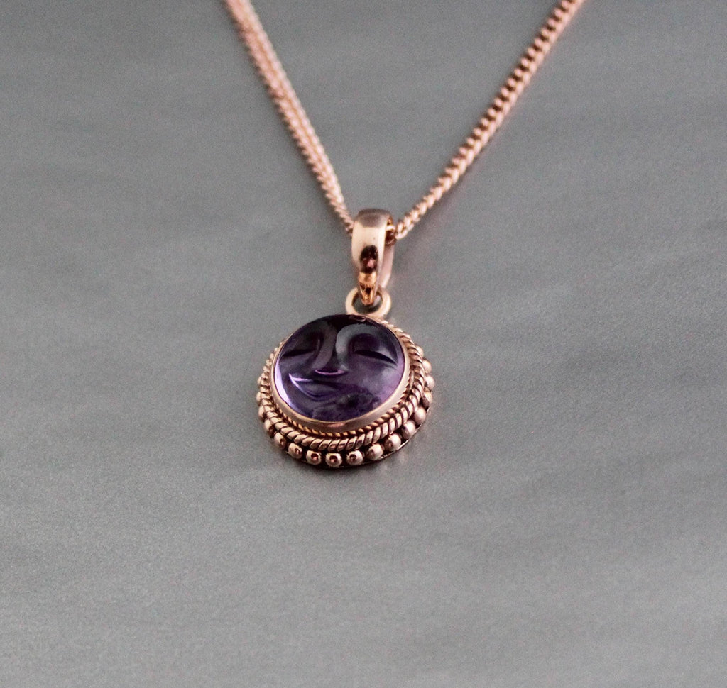 Amethyst Necklace, Rose Gold Necklace, Feburary Birthstone Jewelry, Boho Handmade, Personalized Gemstone Boho Jewelry