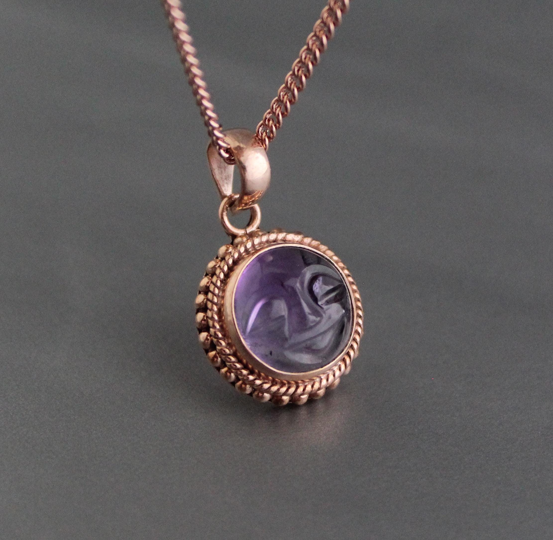 Amethyst Necklace, Rose Gold Necklace, Feburary Birthstone Jewelry, Boho Handmade, Personalized Gemstone Boho Jewelry