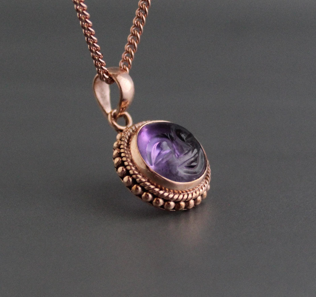 Amethyst Necklace, Rose Gold Necklace, Feburary Birthstone Jewelry, Boho Handmade, Personalized Gemstone Boho Jewelry