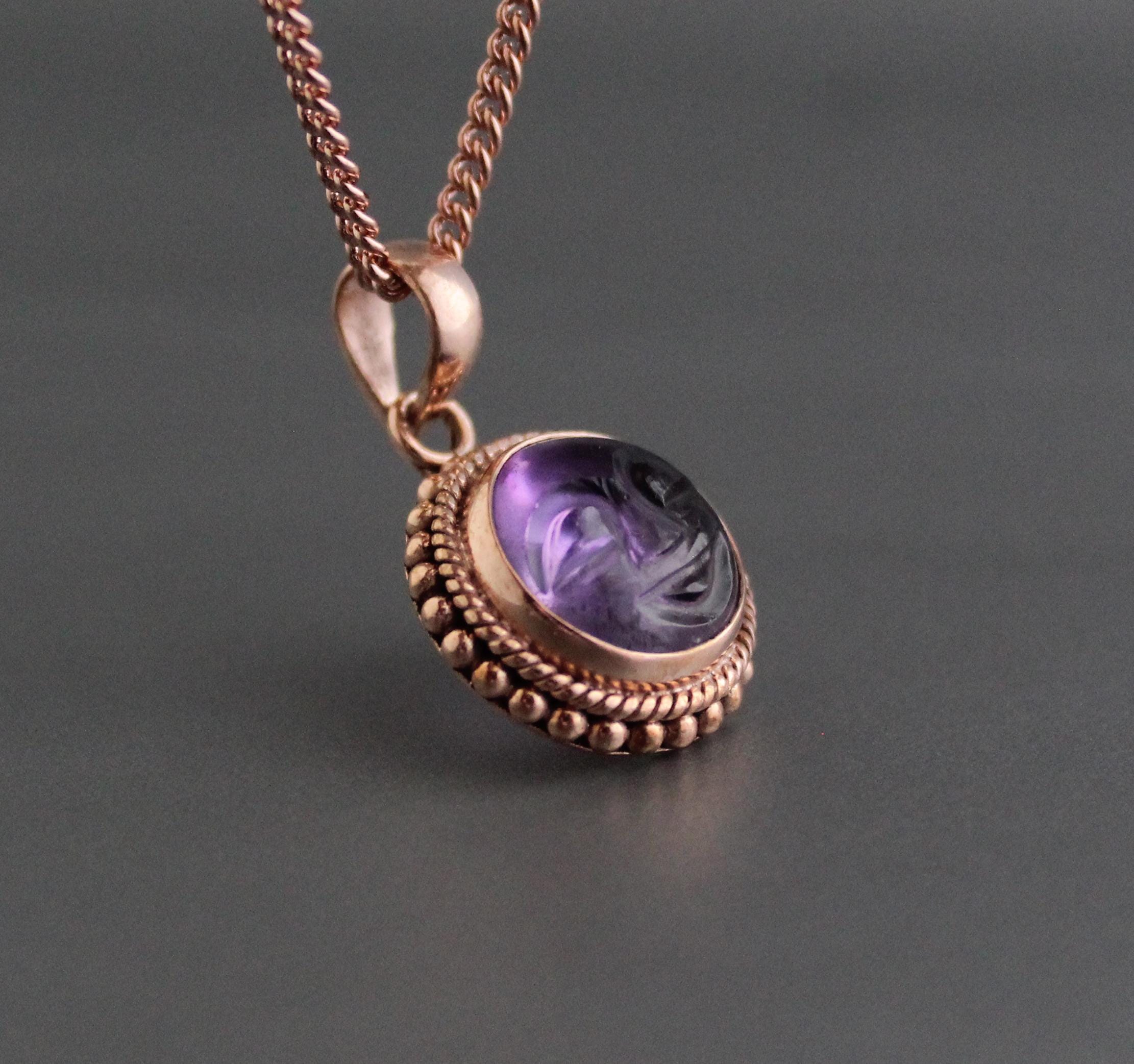 Amethyst Necklace, Rose Gold Necklace, Feburary Birthstone Jewelry, Boho Handmade, Personalized Gemstone Boho Jewelry