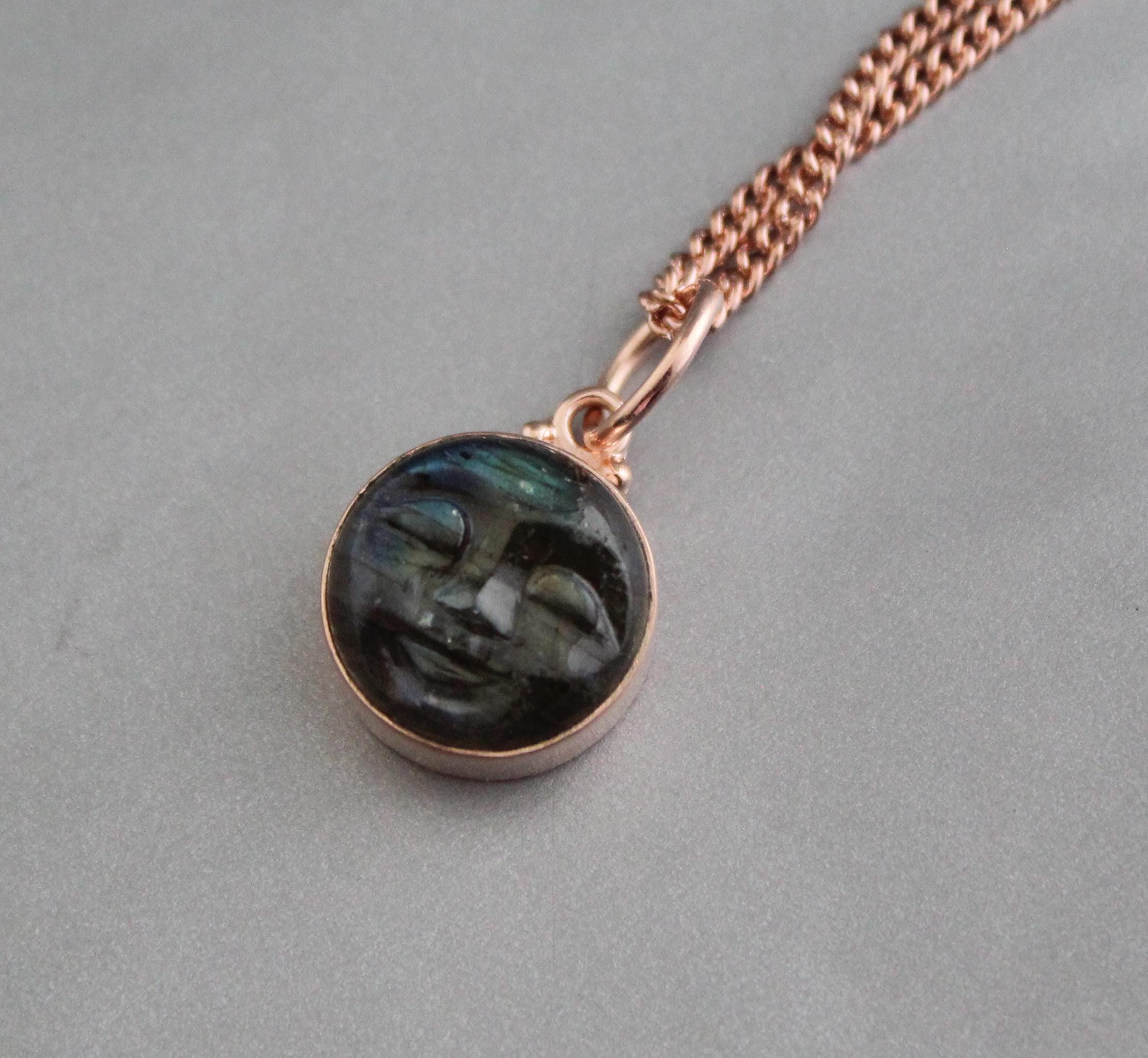 Celestial Jewelry Labradorite Pendant, Rose Gold Necklace, Sterling Silver, Aura Protection, Gift For Sister