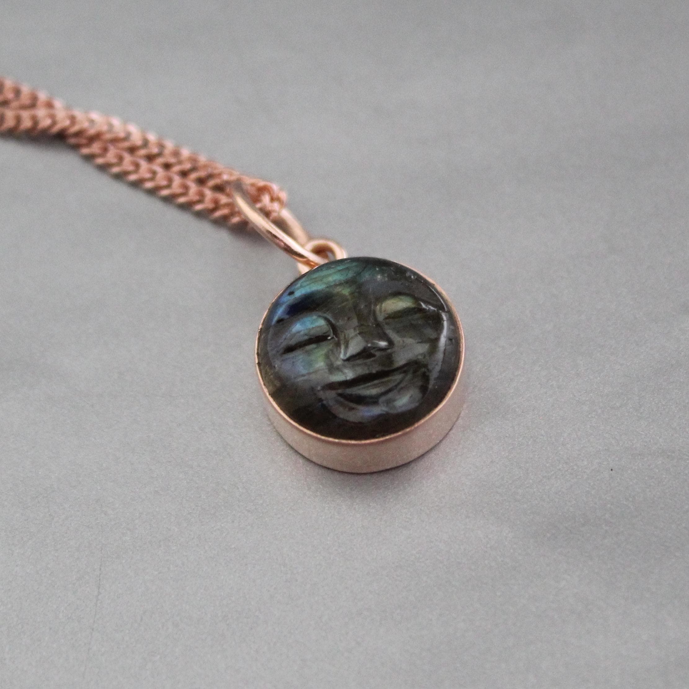 Celestial Jewelry Labradorite Pendant, Rose Gold Necklace, Sterling Silver, Aura Protection, Gift For Sister