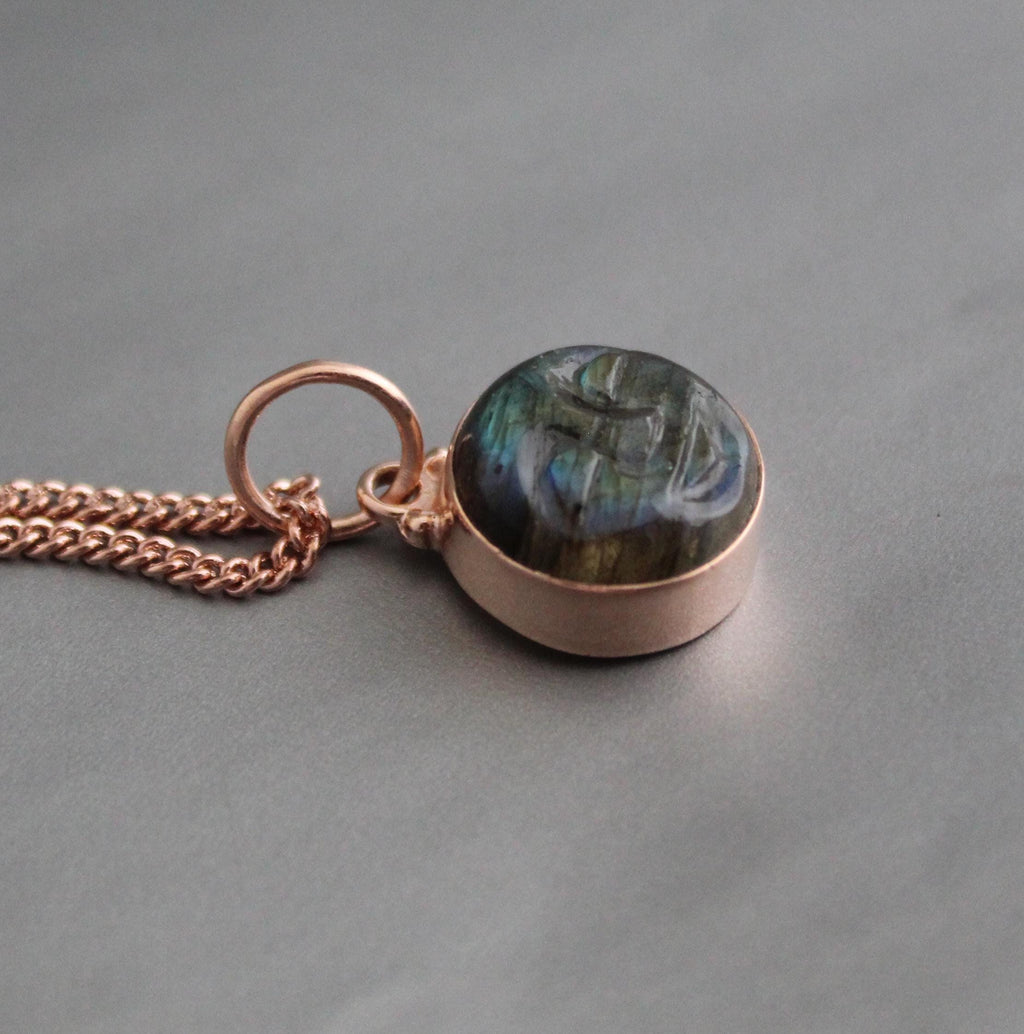 Celestial Jewelry Labradorite Pendant, Rose Gold Necklace, Sterling Silver, Aura Protection, Gift For Sister
