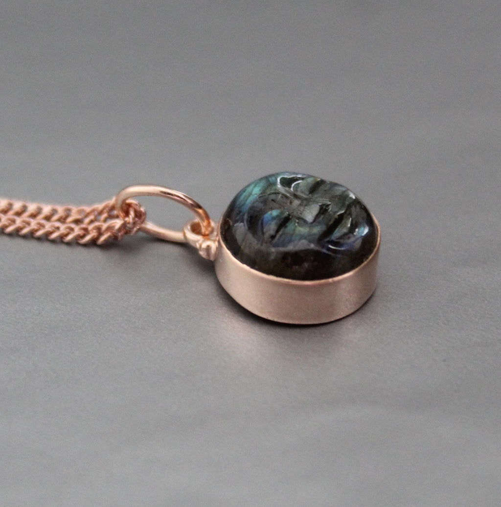 Celestial Jewelry Labradorite Pendant, Rose Gold Necklace, Sterling Silver, Aura Protection, Gift For Sister