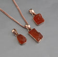 Raw Carnelian Pendant Necklace, Rose Gold Boho Jewelry, Raw gemstone necklace, Healing crystal necklace