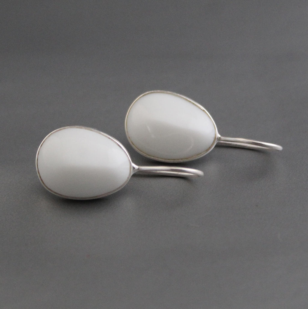 Handmade White Agate Drop Earrings: Minimalist Gemstone Jewelry