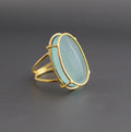 Aqua Chalcedony Sterling Silver Ring, Oval Gemstone, 18K Gold Filled 925 Sterling Silver Ring, Handmade Wedding Jewelry, Gift Ring