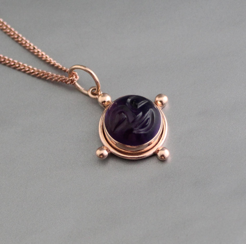 Celestial Jewelry Amethyst Pendant, Sterling Silver, Anxiety Relief, February Birthstone, Gift For Sister, Rose Gold Necklace