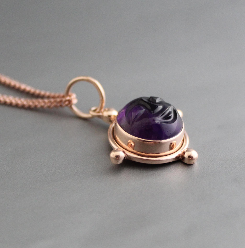 Celestial Jewelry Amethyst Pendant, Sterling Silver, Anxiety Relief, February Birthstone, Gift For Sister, Rose Gold Necklace