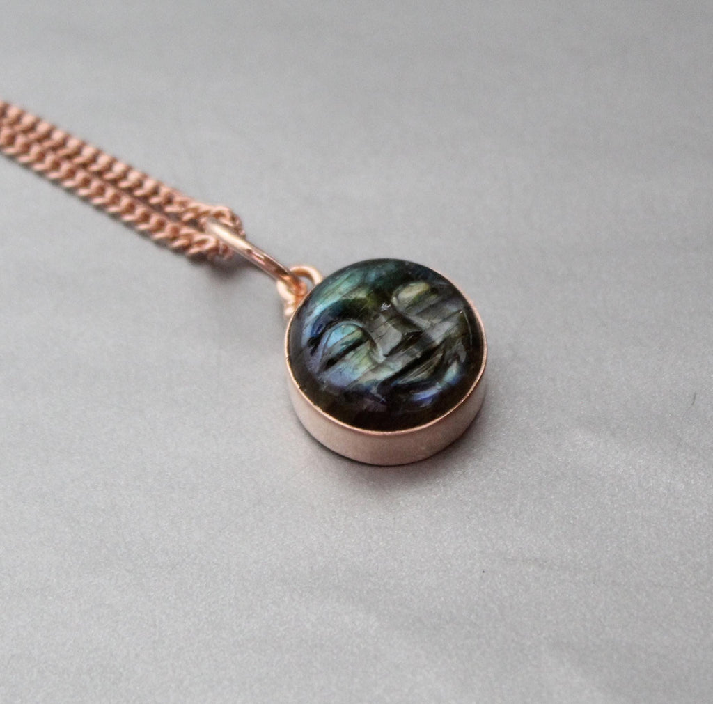 Celestial Jewelry Labradorite Pendant, Rose Gold Necklace, Sterling Silver, Aura Protection, Gift For Sister