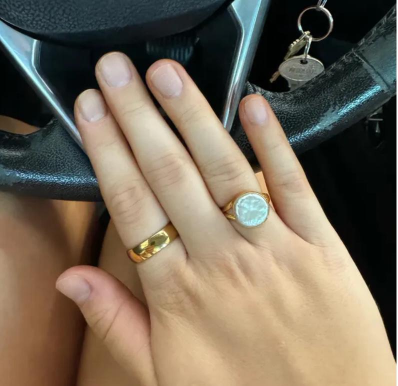 Handmade Natural Keshi Pearl Ring, 14K Gold, Sterling Silver, Boho Jewelry, June Birthstone, pearlring, gold ring for pearl