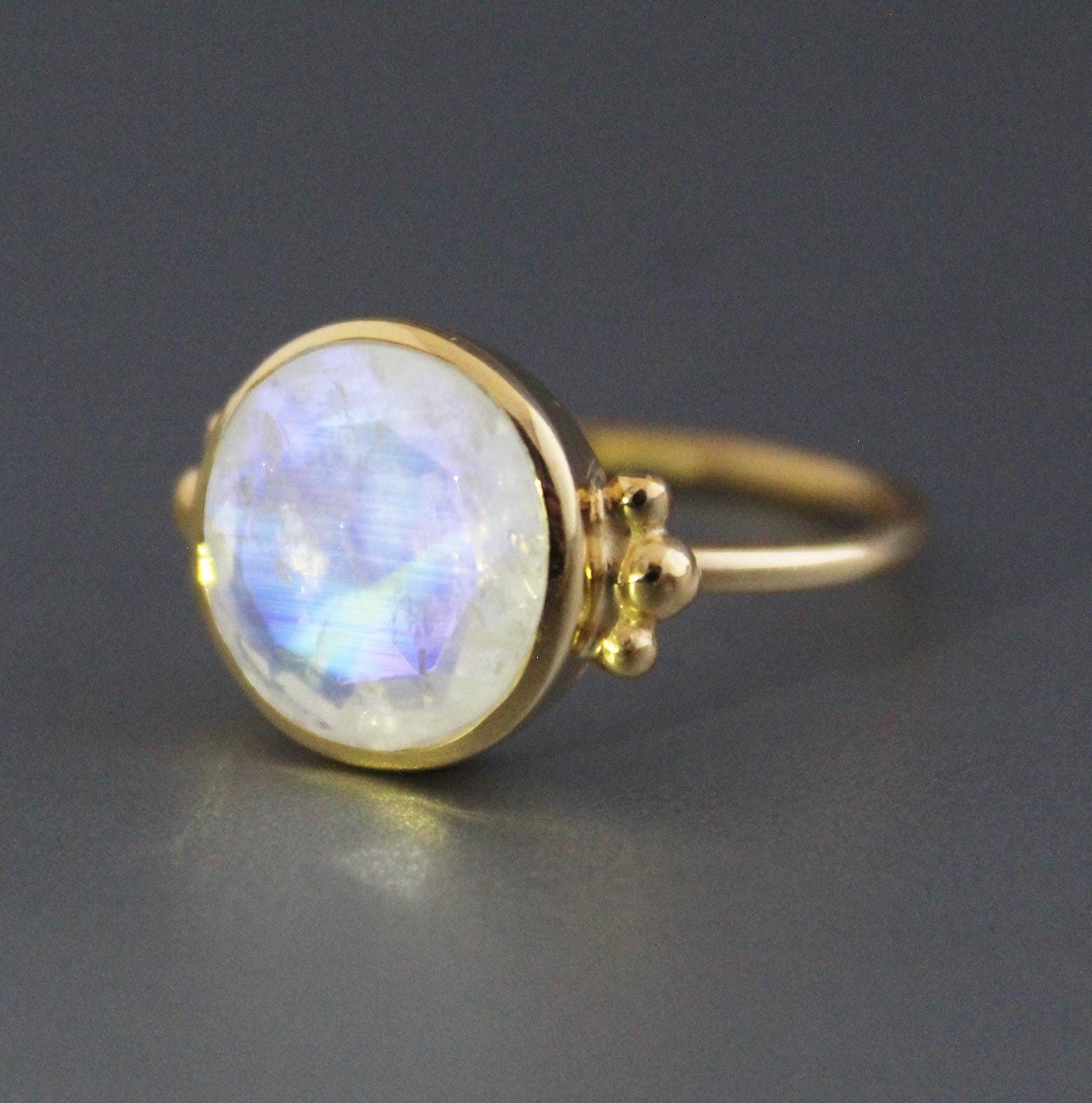 Rainbow Moonstone Ring, 18k Gold Plated Sterling Silver, Bohemian Jewelry, Rainbow Ring, Engagement ring, gemstone silver ring