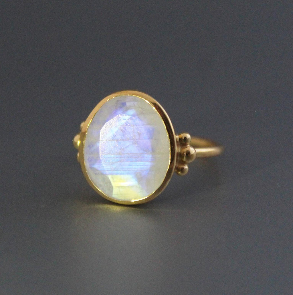 Rainbow Moonstone Ring, 18k Gold Plated Sterling Silver, Bohemian Jewelry, Rainbow Ring, Engagement ring, gemstone silver ring