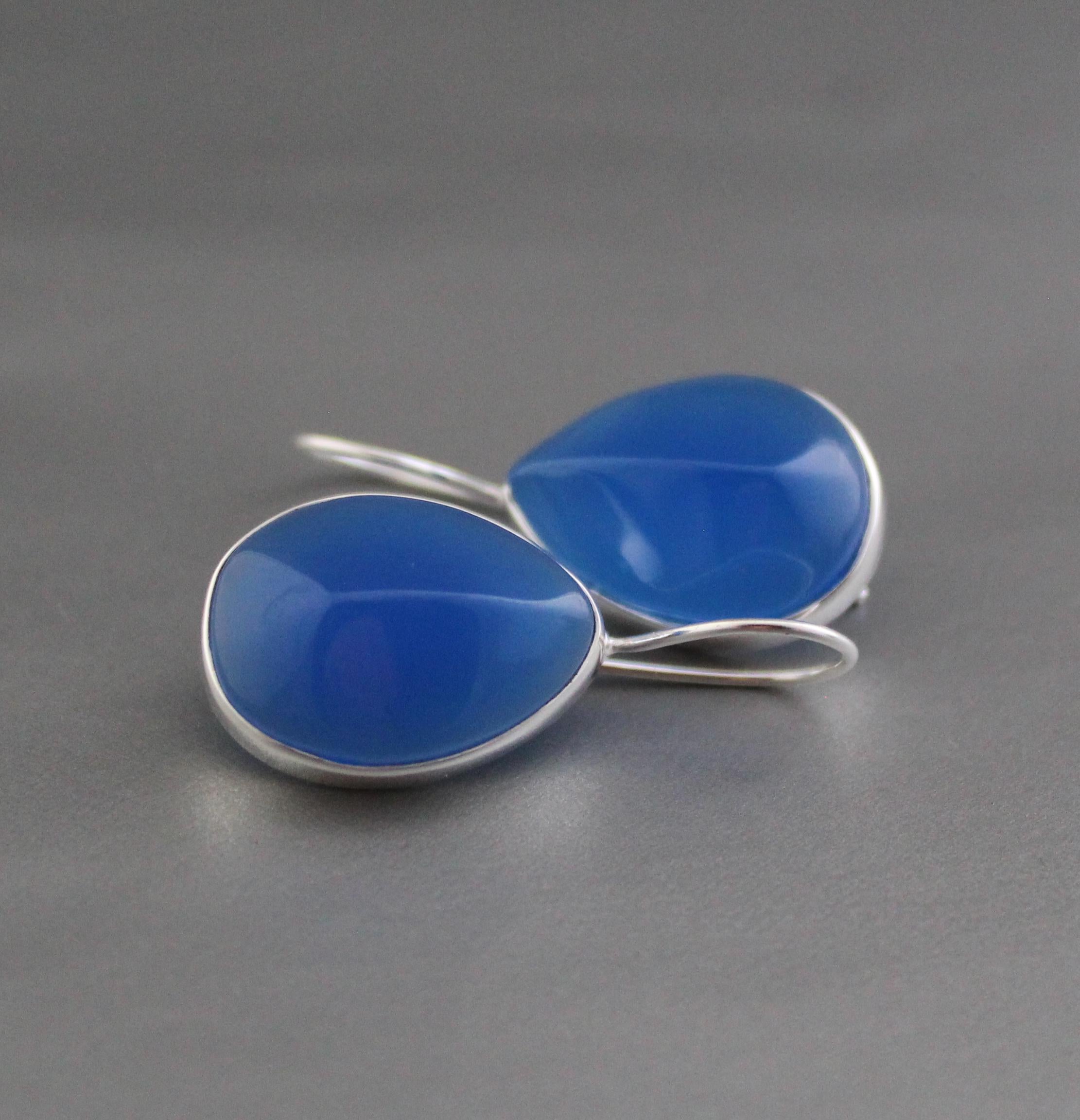 Blue Chalcedony Earrings, Gemstone Earrings, Minimalist Earrings, Drop Earrings, Handmade Earrings, Bridesmaid Gifts, Anniversary Gift