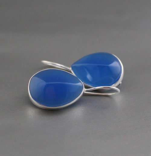 Blue Chalcedony Earrings, Gemstone Earrings, Minimalist Earrings, Drop Earrings, Handmade Earrings, Bridesmaid Gifts, Anniversary Gift