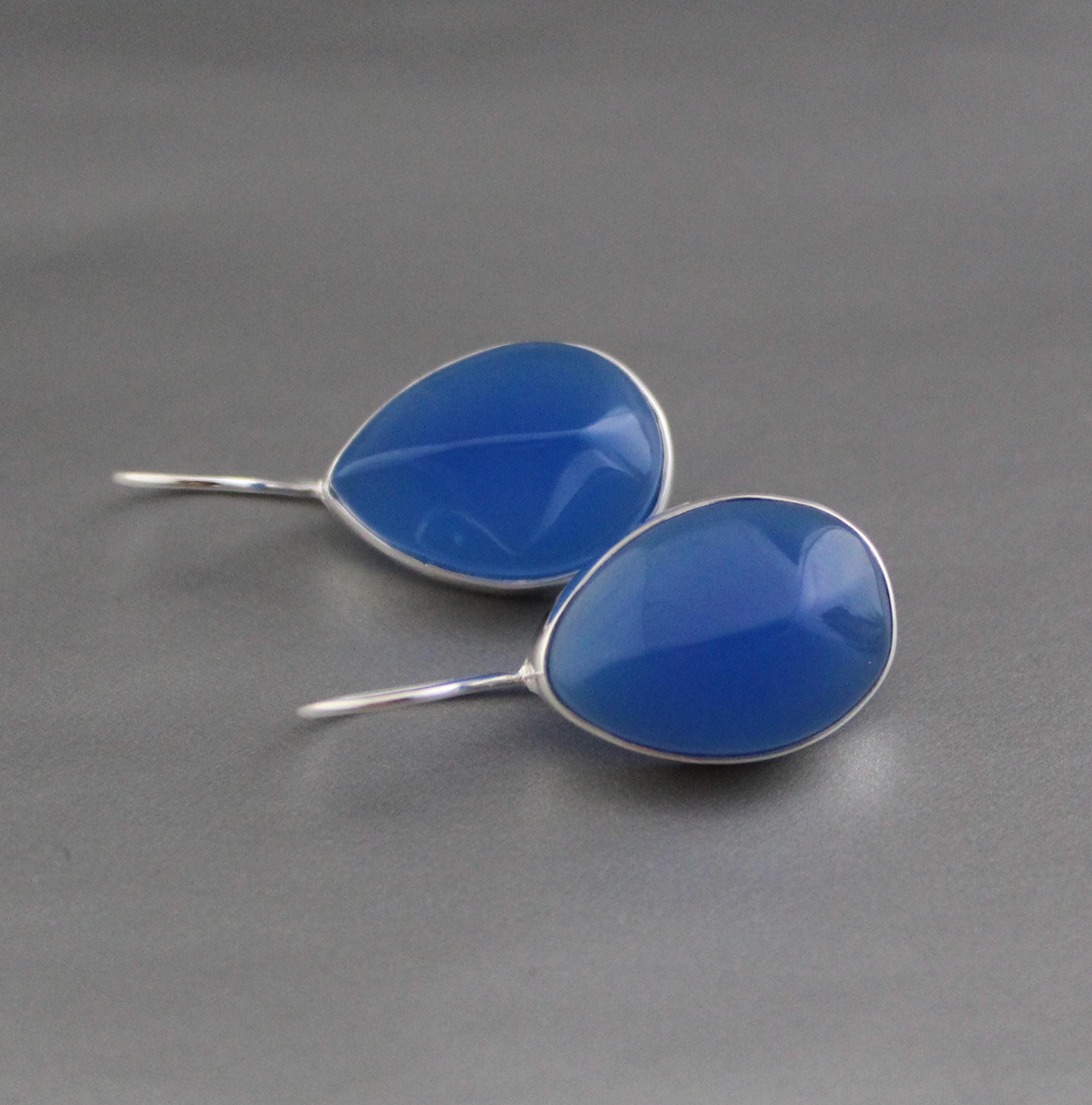 Blue Chalcedony Earrings, Gemstone Earrings, Minimalist Earrings, Drop Earrings, Handmade Earrings, Bridesmaid Gifts, Anniversary Gift