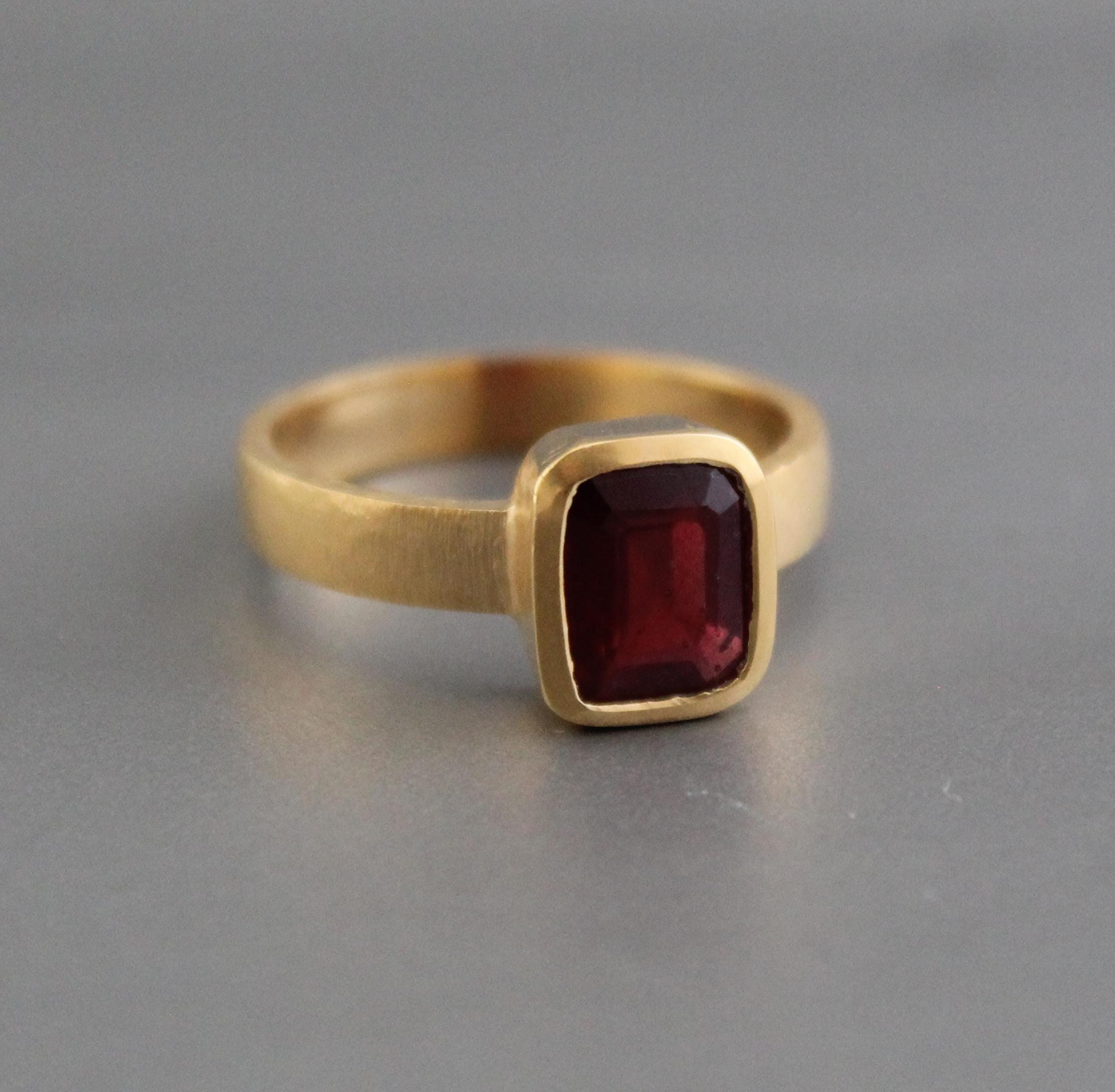 Natural Ruby Ring: Handmade 18K Gold Solitaire, Bohemian Statement Ring, Red Gemstone Ring, July Birthstone Jewelry