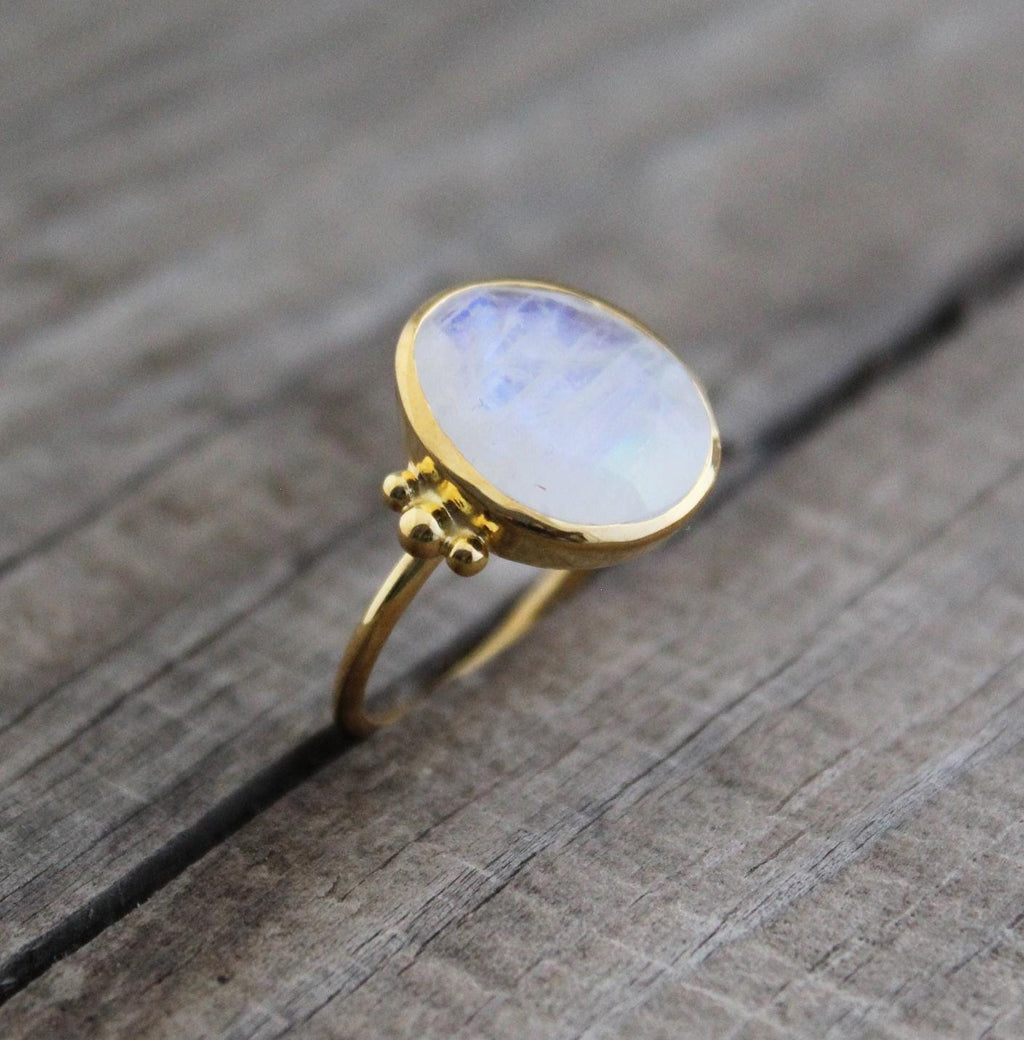 Rainbow Moonstone Ring, 18k Gold Plated Sterling Silver, Bohemian Jewelry, Rainbow Ring, Engagement ring, gemstone silver ring