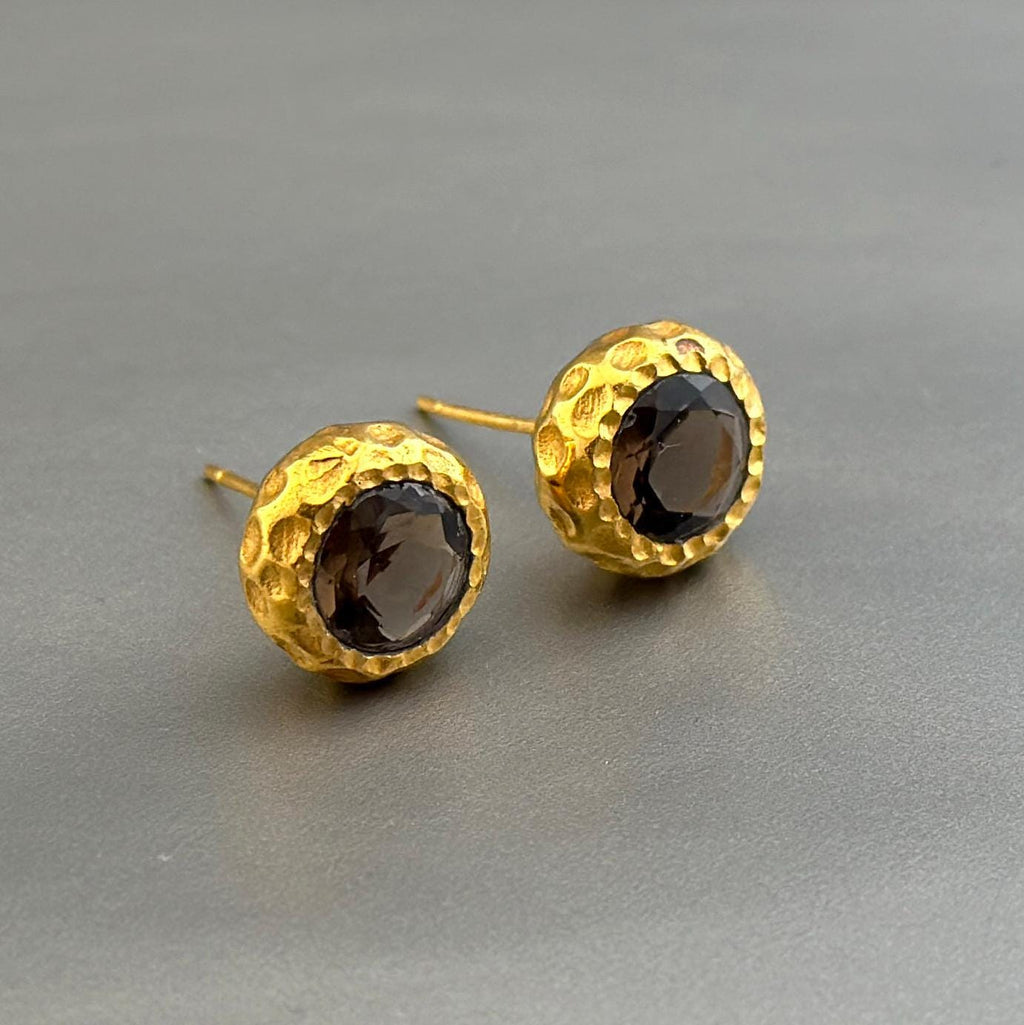 Smoky Topaz Stud Earrings, Gold Studs, Gift for Her, Minimalist Earrings, Small Stud Earrings, Birthstone Earrings