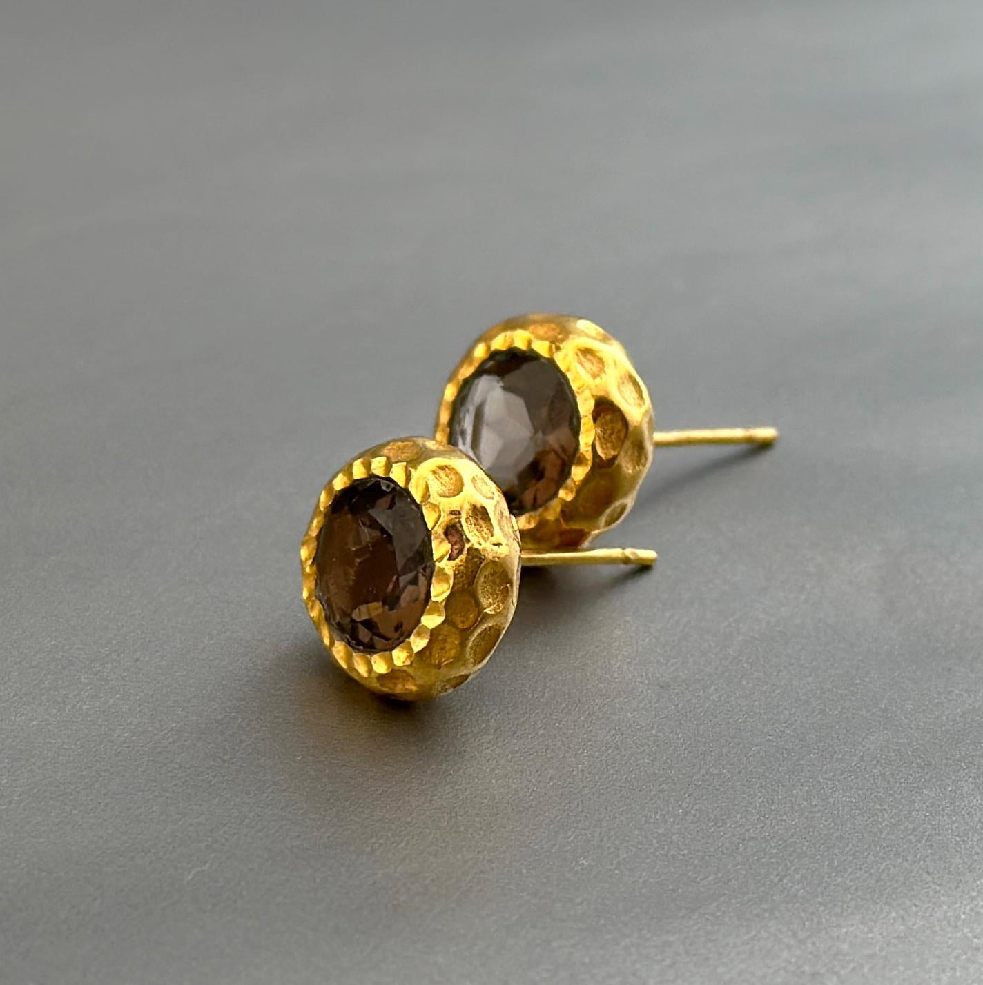 Smoky Topaz Stud Earrings, Gold Studs, Gift for Her, Minimalist Earrings, Small Stud Earrings, Birthstone Earrings