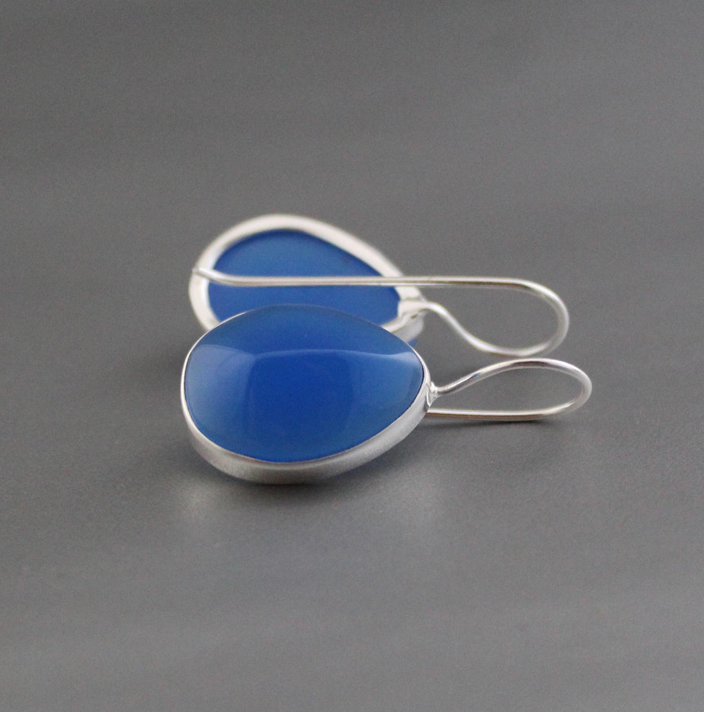 Blue Chalcedony Earrings, Gemstone Earrings, Minimalist Earrings, Drop Earrings, Handmade Earrings, Bridesmaid Gifts, Anniversary Gift