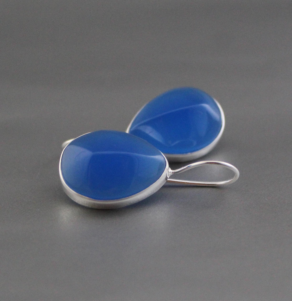 Blue Chalcedony Earrings, Gemstone Earrings, Minimalist Earrings, Drop Earrings, Handmade Earrings, Bridesmaid Gifts, Anniversary Gift