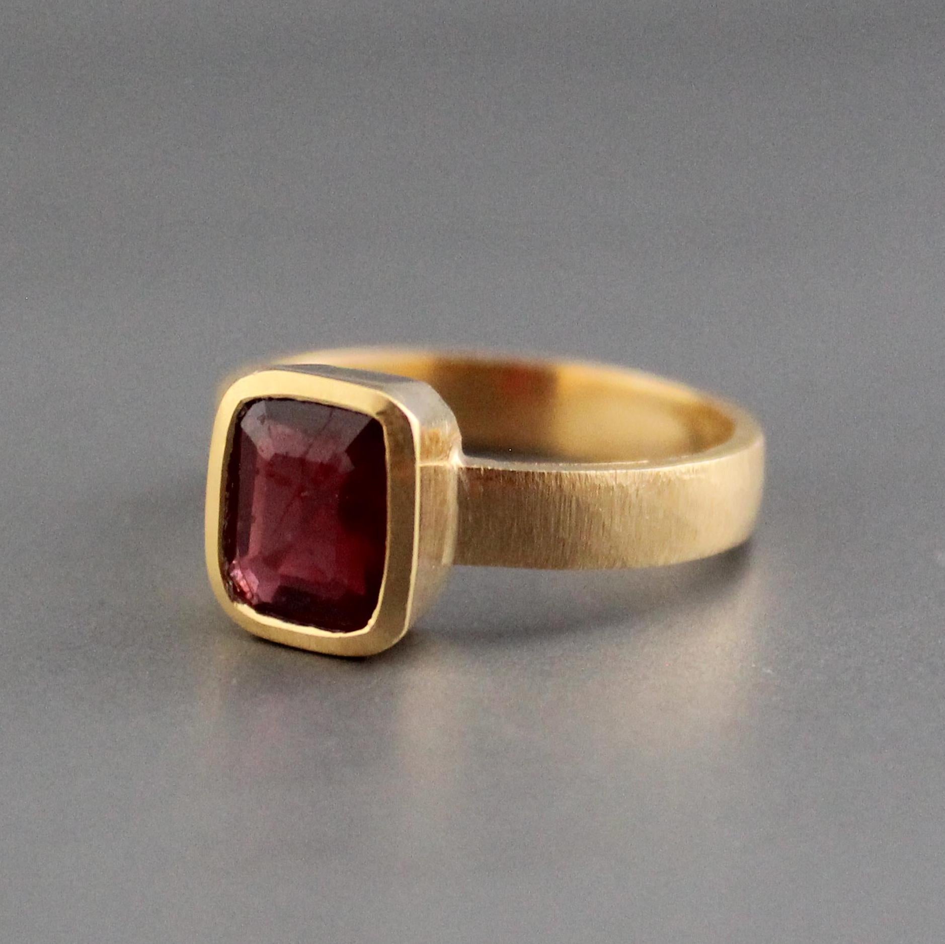 Natural Ruby Ring: Handmade 18K Gold Solitaire, Bohemian Statement Ring, Red Gemstone Ring, July Birthstone Jewelry
