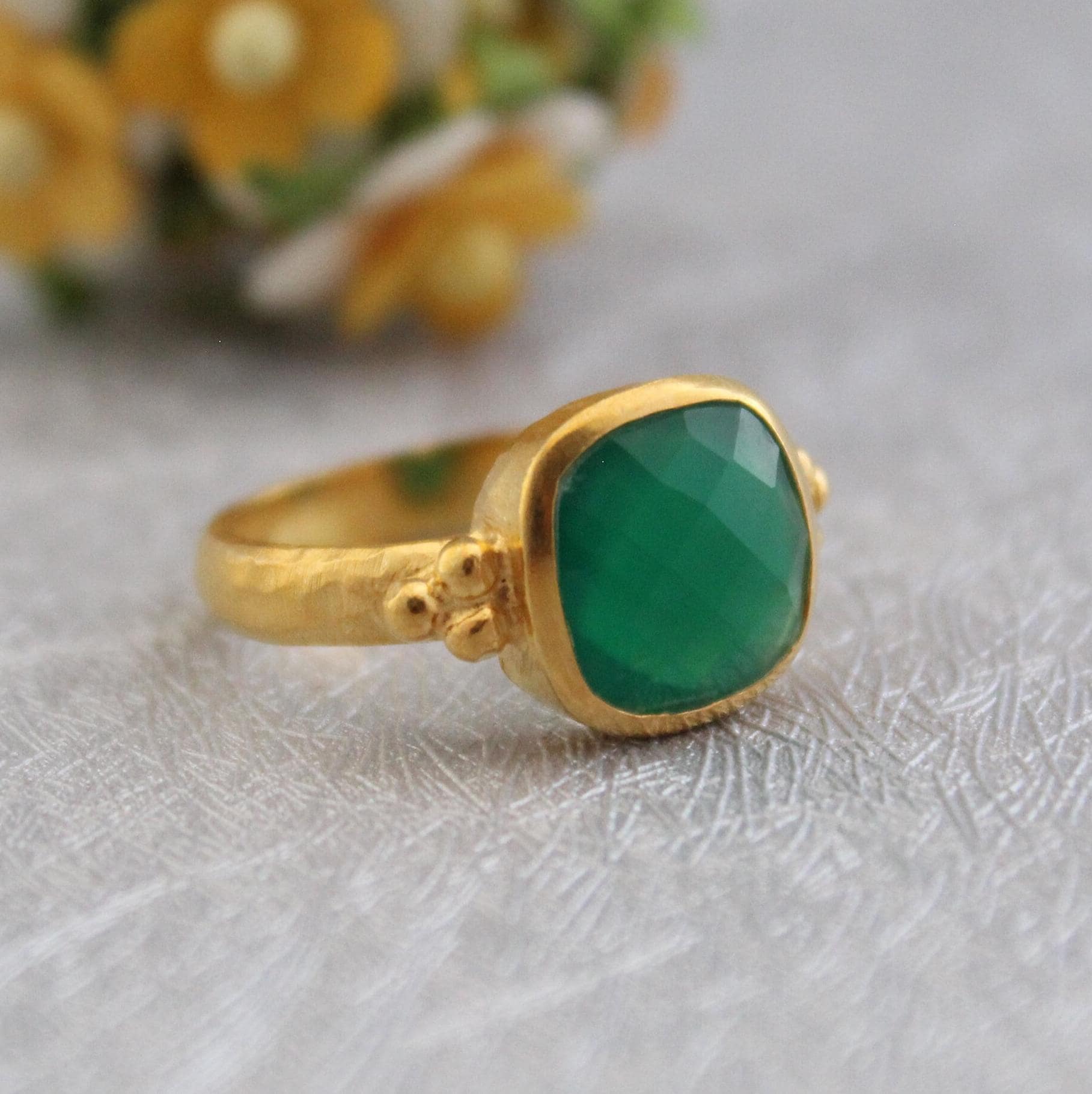 Green Onyx Ring, Green Gemstone Ring, Chunky Statement Ring, Bold Crystal Jewelry, Mothers Day