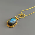 Labradorite Necklace, Sterling Silver Framed Gemstone Pendant, Birthday Gift, Gemstone Necklace, Christmas Gift