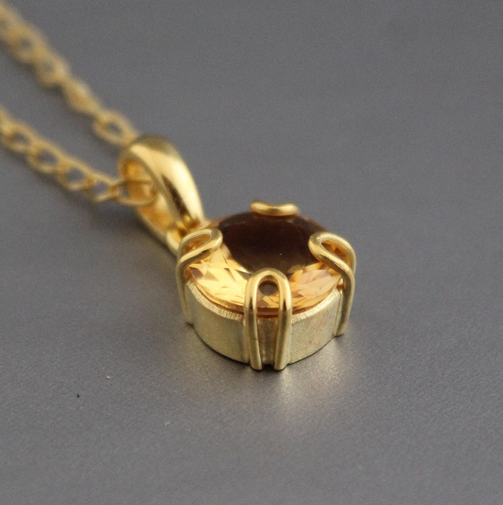 Citrine Necklace, Round November Birthstone, Dainty citrine necklace, Elegante citrine pendant, Gold citrine jewelry, Mother gift