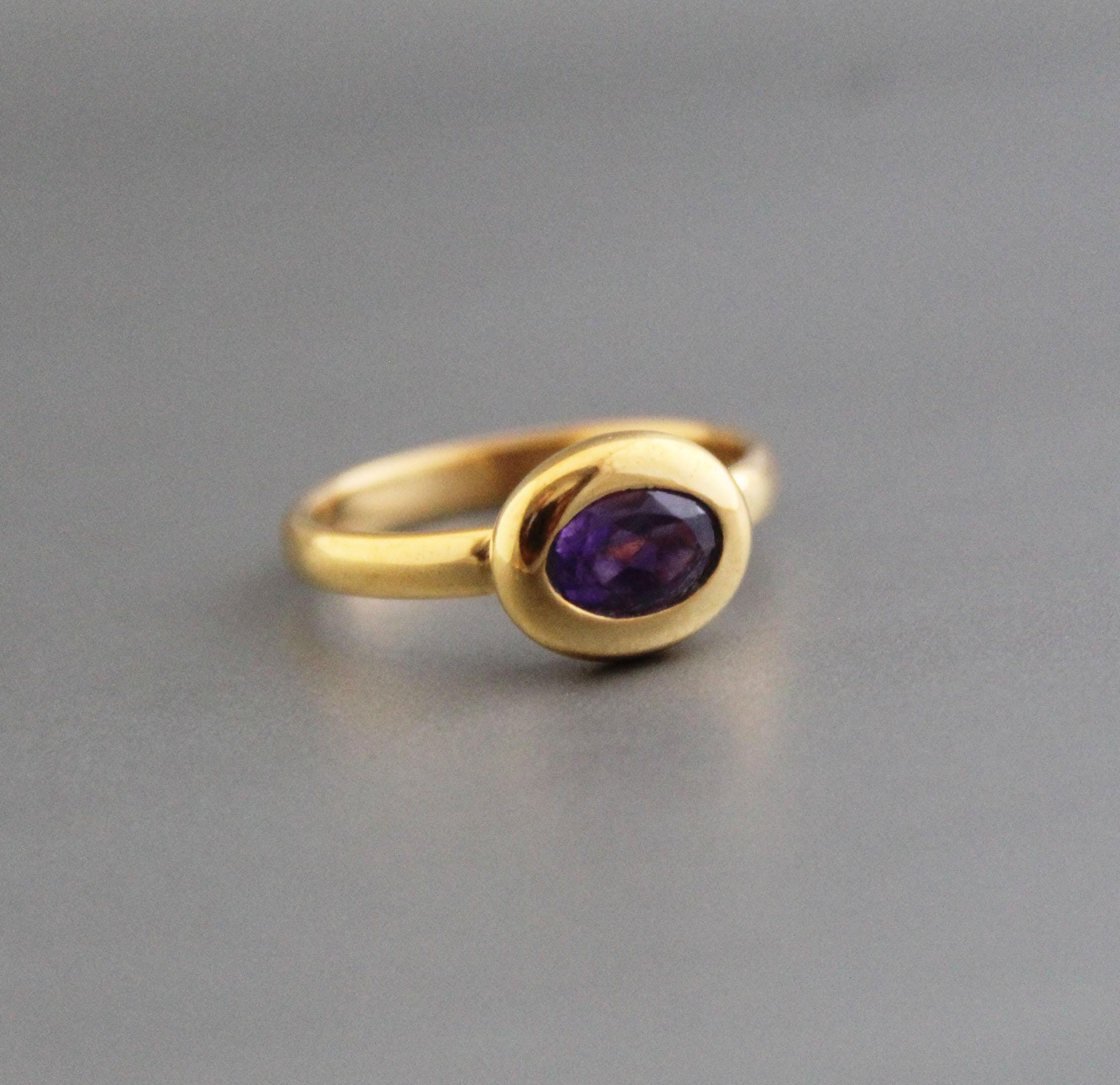 Amethyst Ring, 14K Gold Filled, Rings for Women Unique Solitaire Stackable Ring Anniversary Gift for Her Custom
