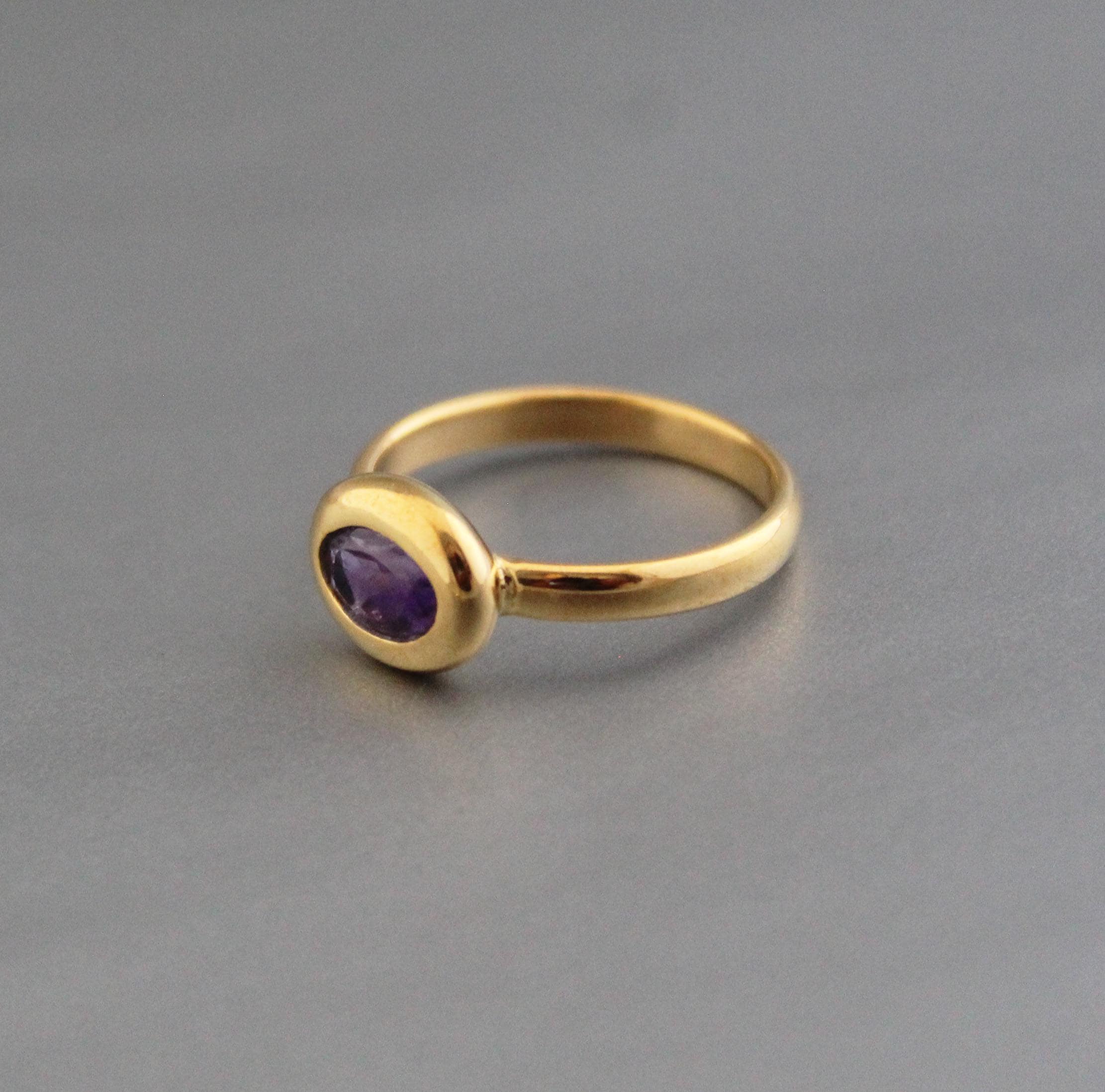 Amethyst Ring, 14K Gold Filled, Rings for Women Unique Solitaire Stackable Ring Anniversary Gift for Her Custom
